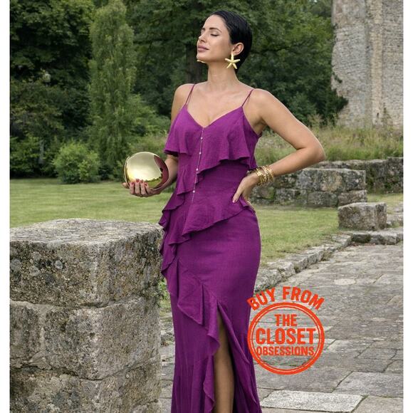 Zara Dresses & Skirts - ZARA Purple Linen Blend Ruffle Midi Dress NWT Wedding Guest Resort